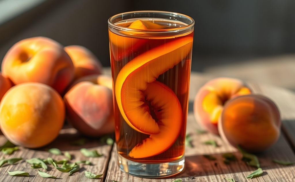 Refreshing black tea with a splash of peach juice