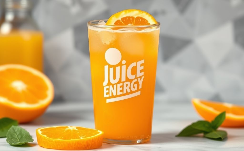 Refreshing orange juice energy drink in a vibrant cup