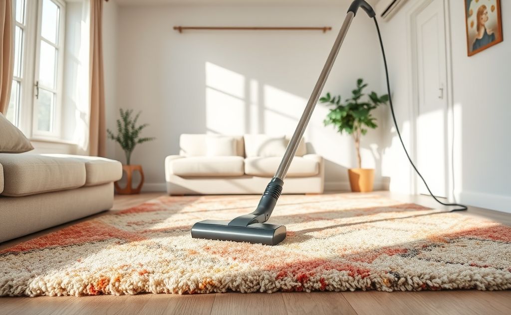 Regular carpet vacuuming for lasting cleanliness.