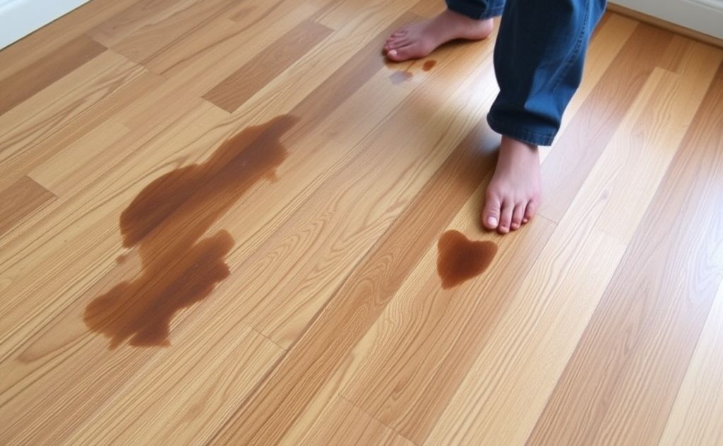 Remove black urine stains from hardwood floors