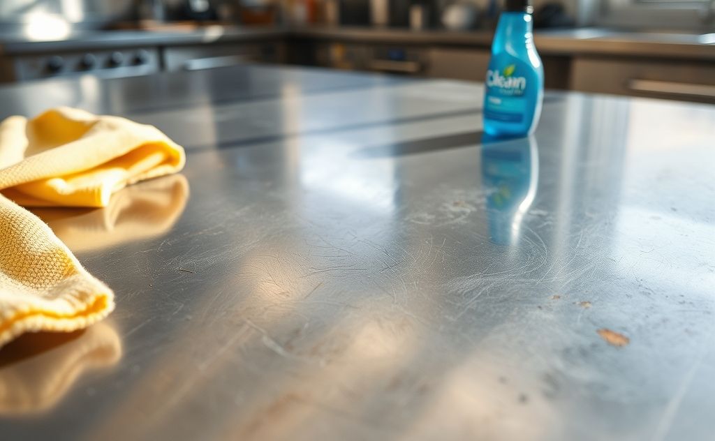 Remove stains from steel plate table surface