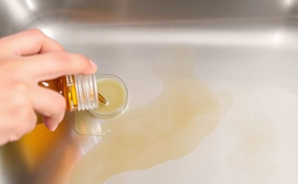 Remove tea stains from stainless steel surfaces