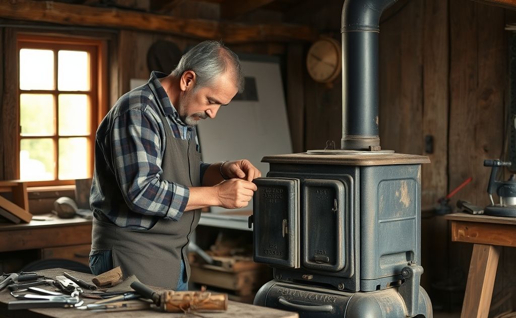 Repairing a wood stove requires careful inspection and tools.