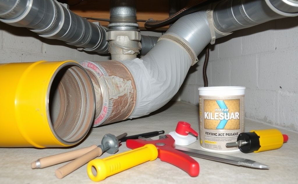 Repairing damaged HVAC ducts with tools and materials