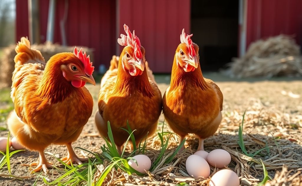 Rhode Island Red chickens begin laying eggs at 5 months