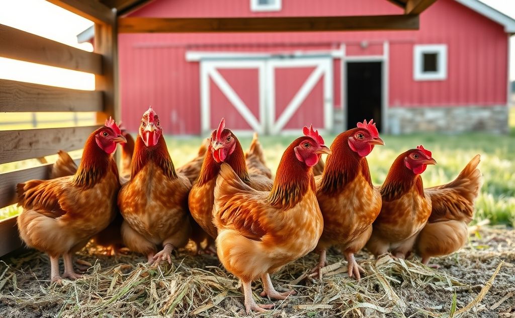 Rhode Island Red chickens start laying eggs at 5-6 months