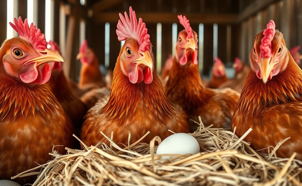 Rhode Island Red chickens start laying eggs early