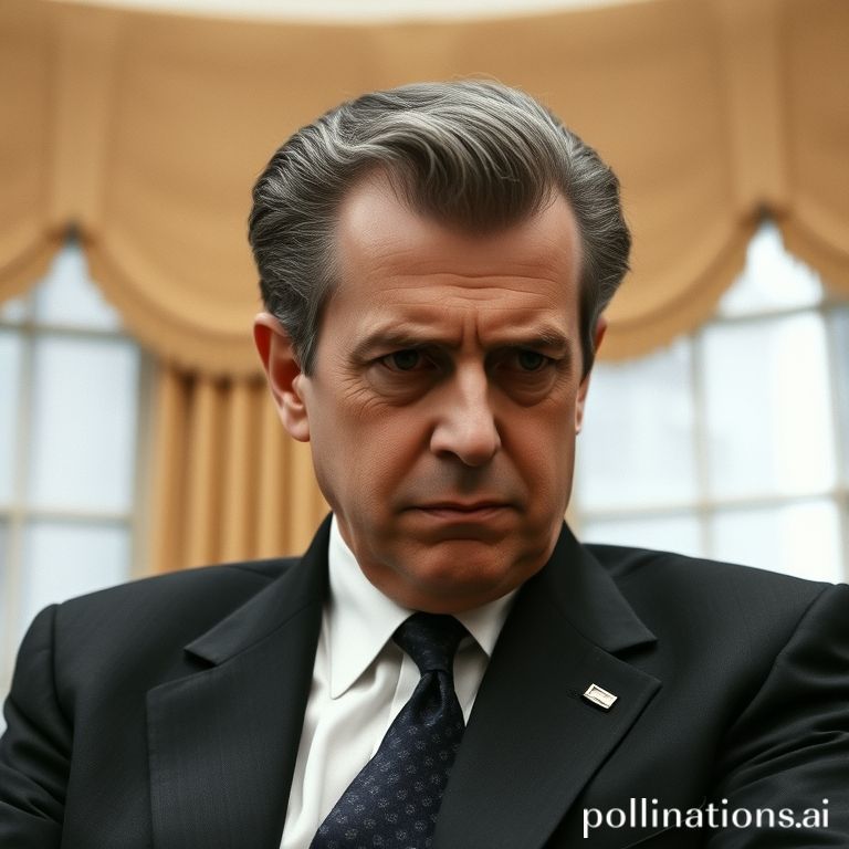 Richard Nixon looking somber