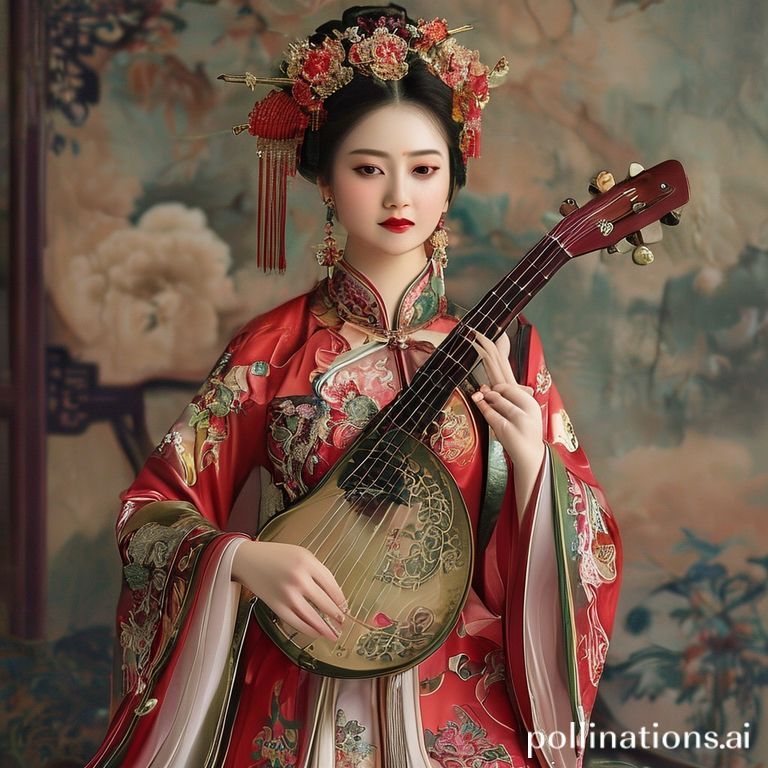 rioko凉凉子大凤旗袍原版图片赏析：手持琵琶，东方韵味引爆视觉盛宴