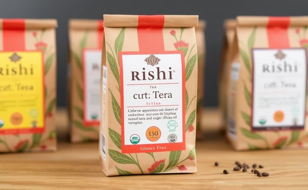Rishi Tea packaging with gluten-free label