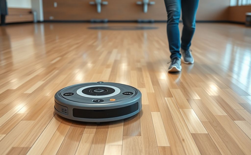 Robot vacuums cleaning gym floors effectively