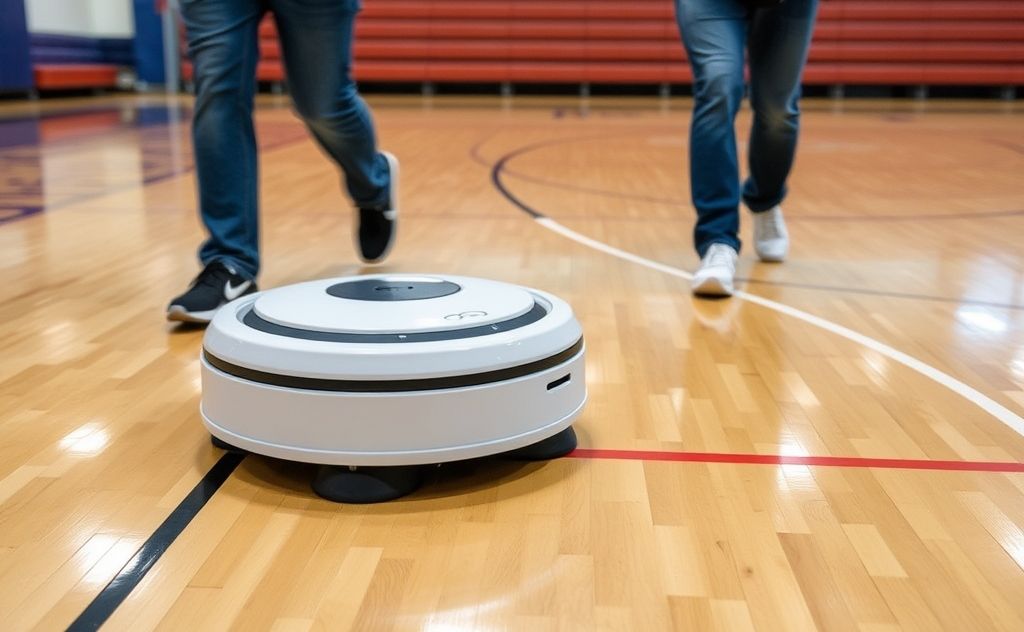Robot vacuums keep gym floors clean and safe
