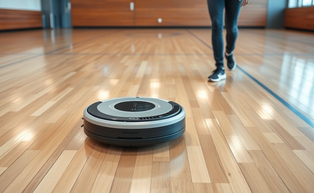 Robotic vacuum cleaning gym floors efficiently