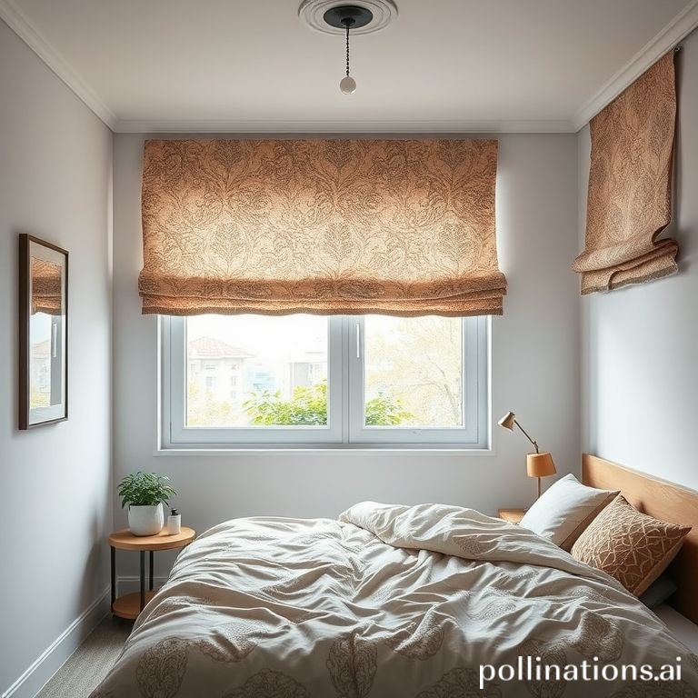 Roman shade motif halus ruang tidur Depok