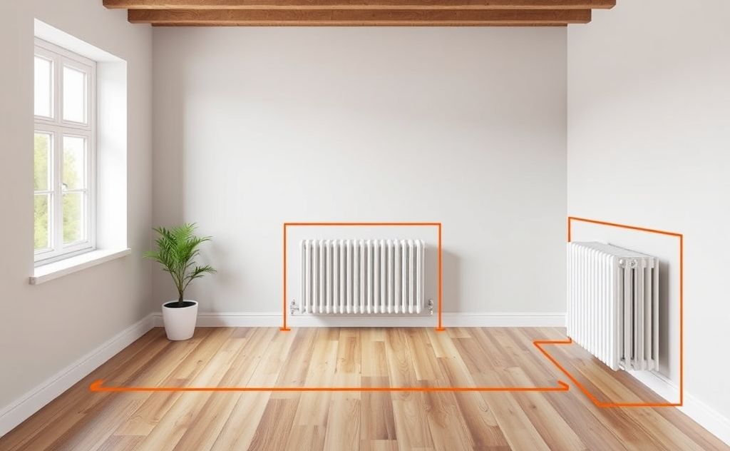 Room layout for optimal central heating radiator placement