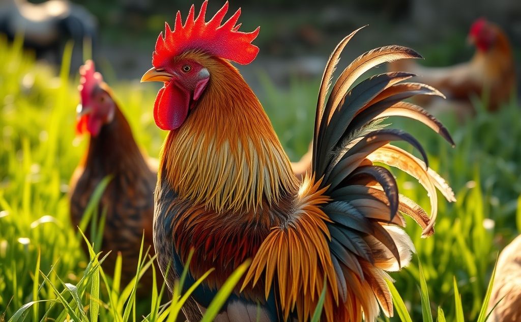 Rooster mating behavior and tail feather loss