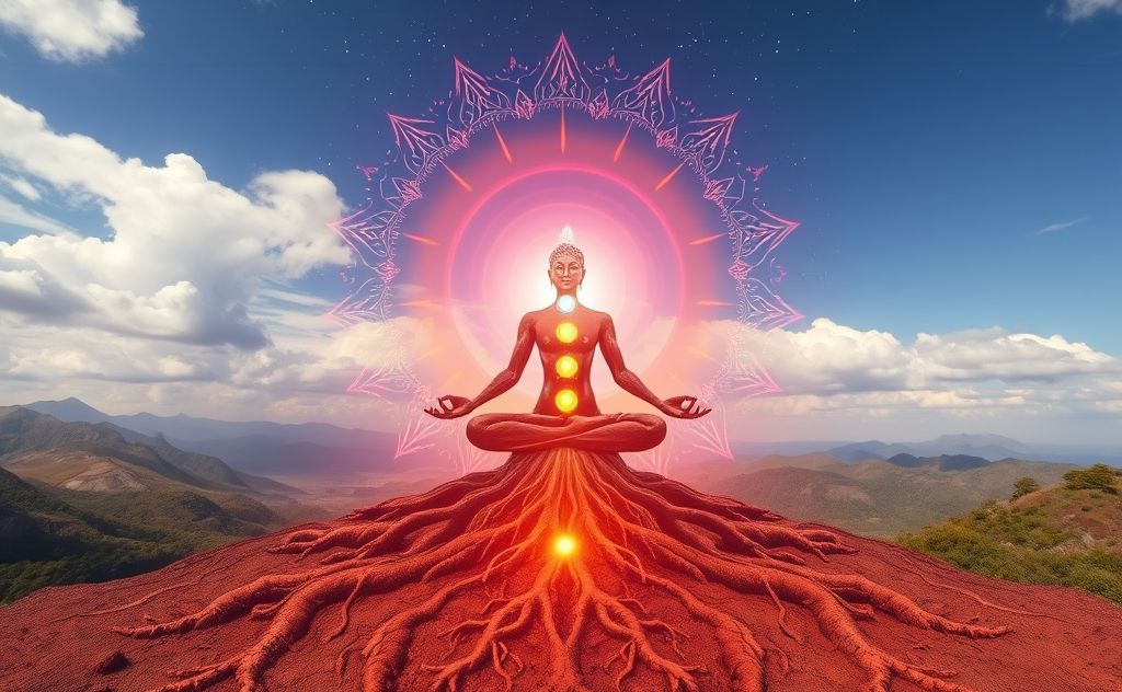 Root Chakra Gratitude with vibrant energy flow