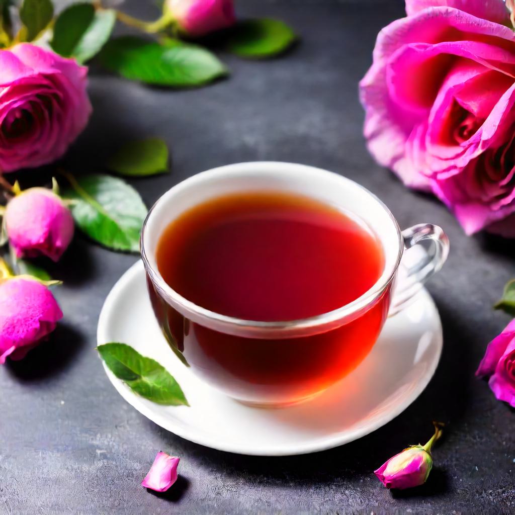 Rose tea: Antioxidant-rich, digestive aid, stress relief.