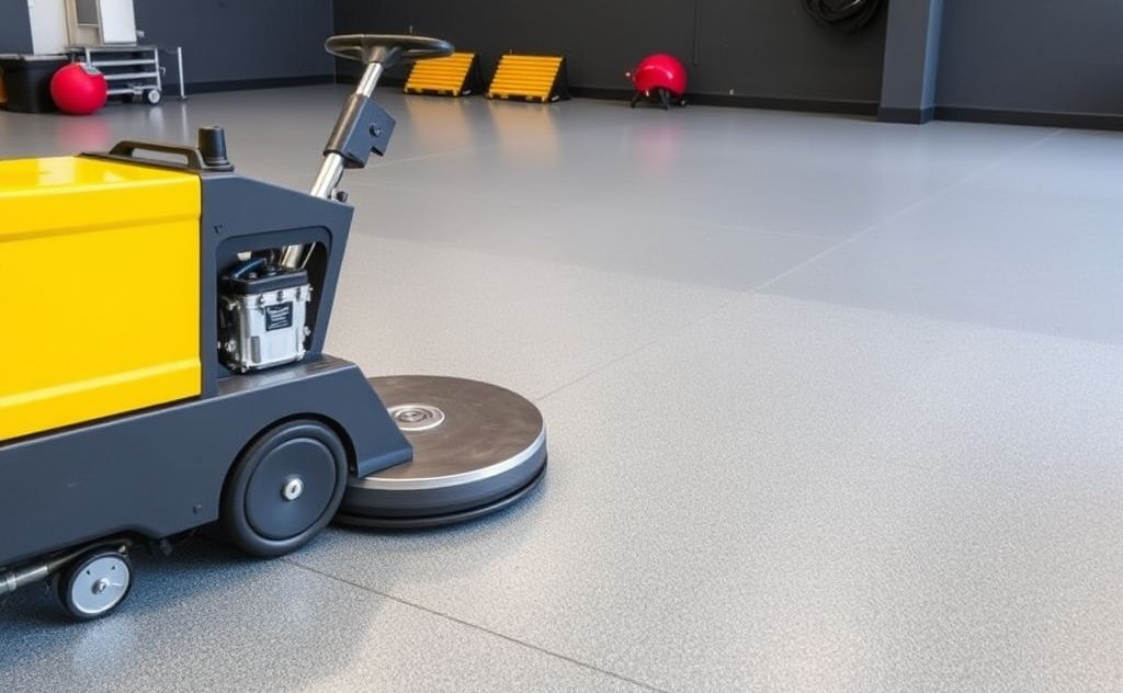 Rubber gym floor cleaning machine features
