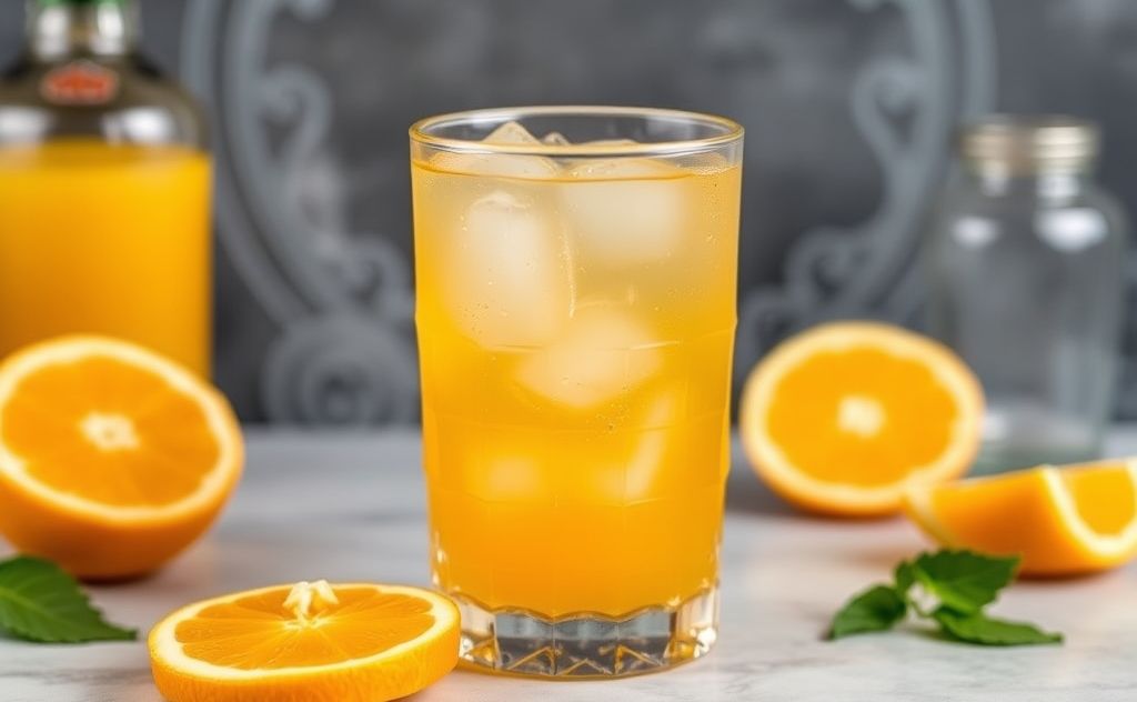 Rum and orange juice blend for a refreshing drink