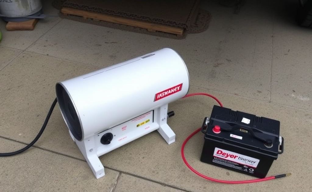 Run a space heater using a car battery setup