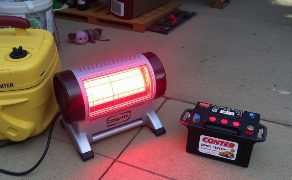 Run space heater using car battery power