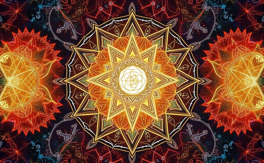 Sacred geometry patterns with chakra symbols