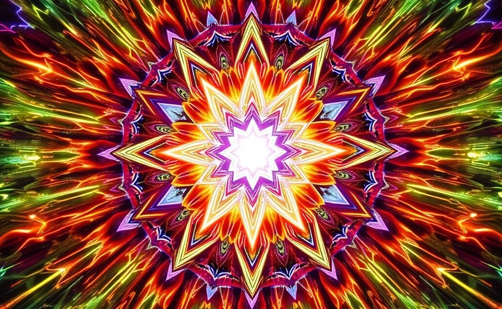 Sacred geometry radiating vibrant energy patterns