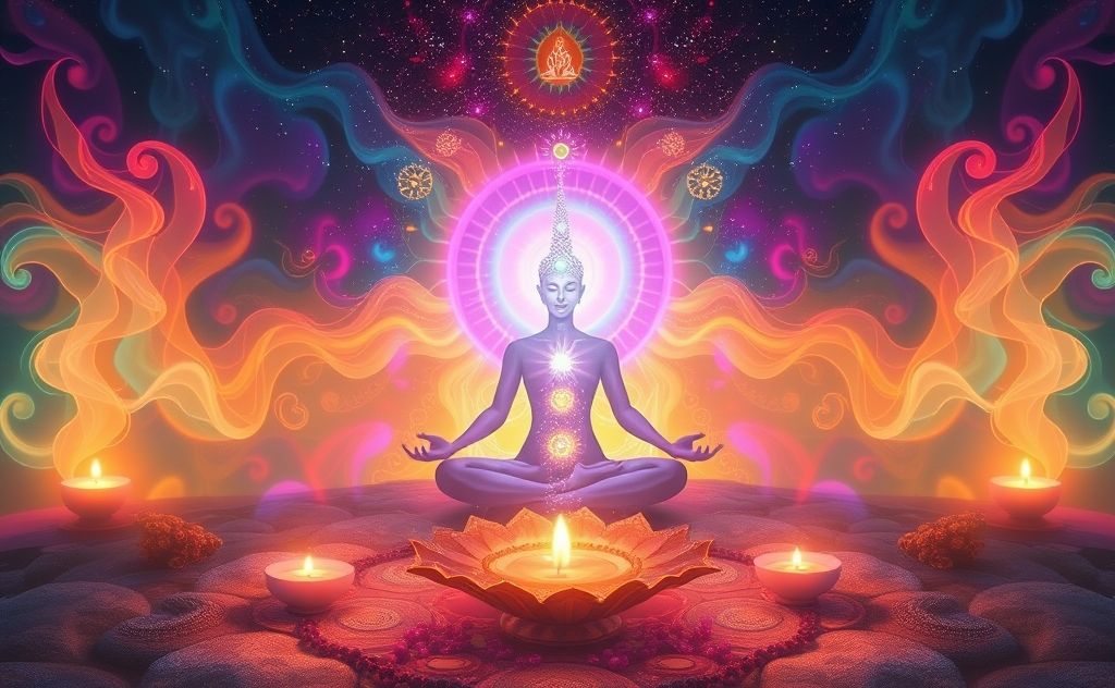 Sacred rituals and vibrant chakra energy flow