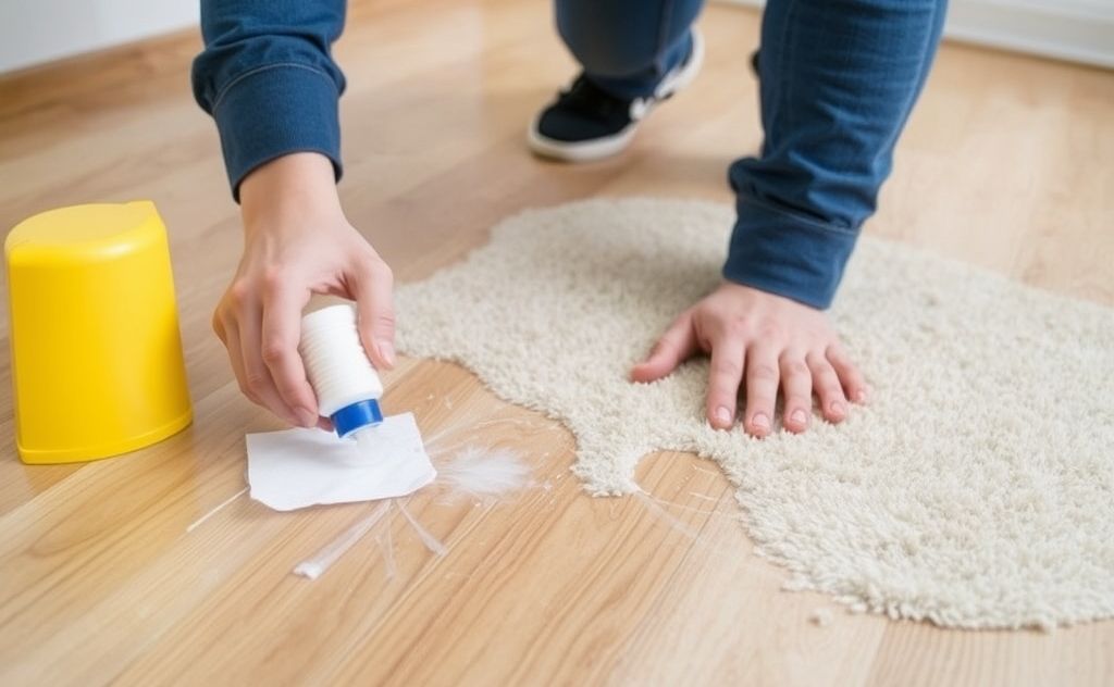 Safe removal of carpet glue from laminate floor