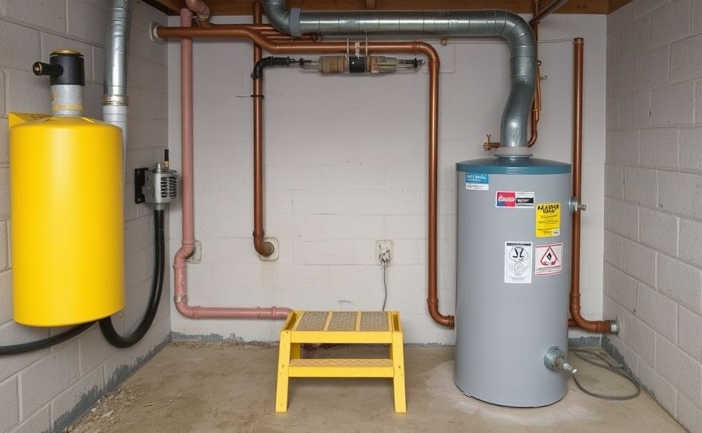 Safety steps purge air gas line water heater