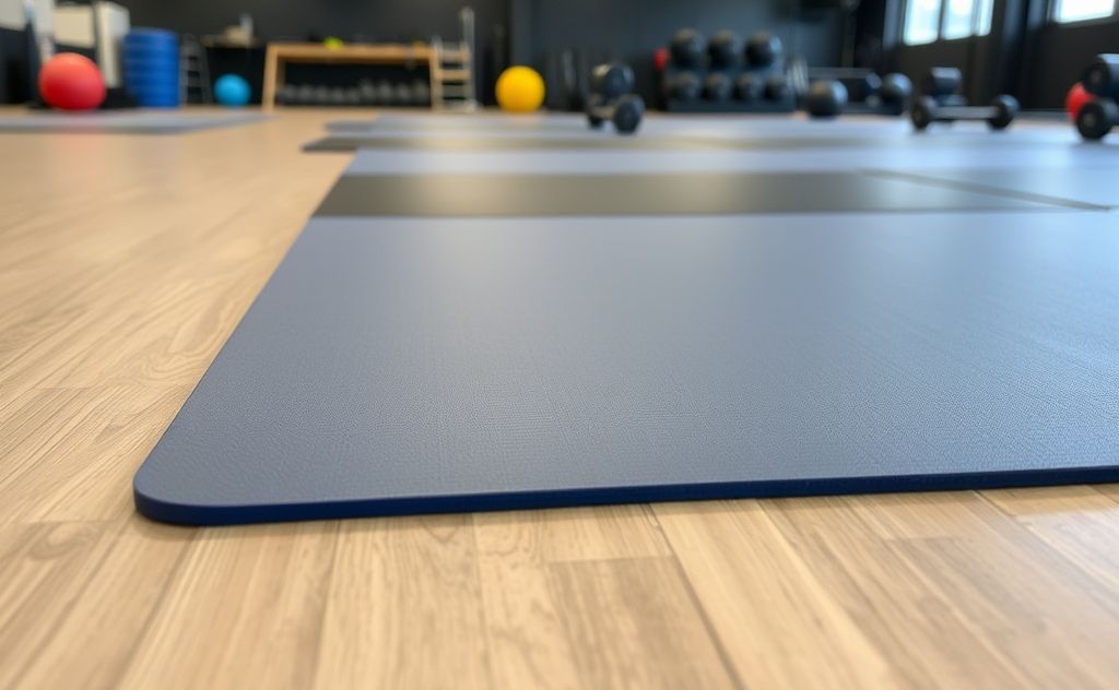 Sanitized gym mats ready for a clean workout