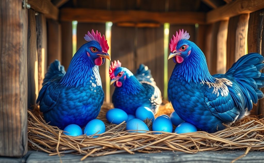 Sapphire gem chickens lay blue eggs