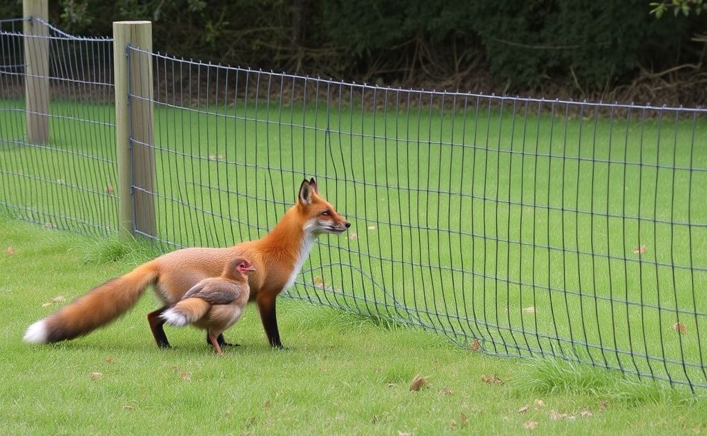 Scare foxes from chickens using strong barriers