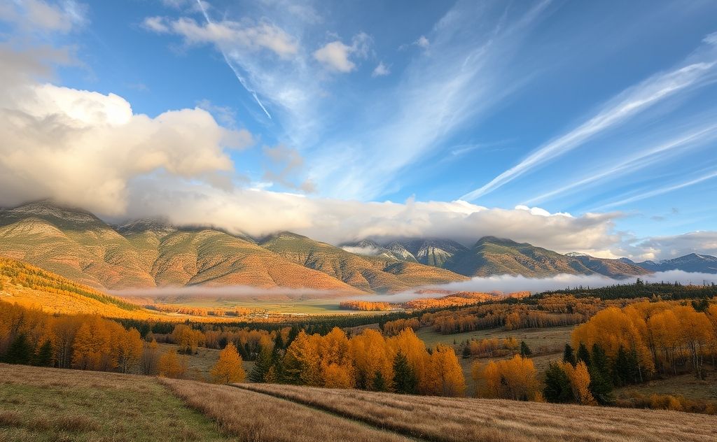 Seasons changing weather patterns across the landscape