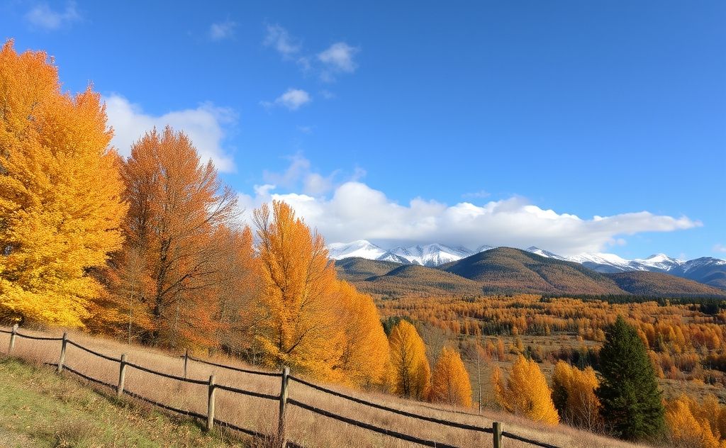 Seasons changing with temperature shifts in nature
