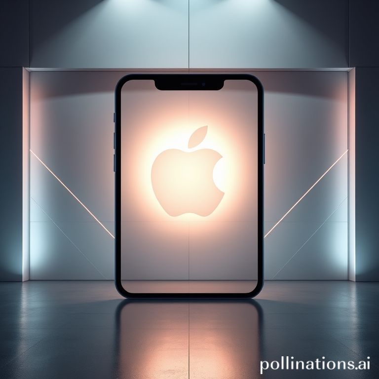 Logo Apple yang ikonik terukir di dinding yang ramping, mencerminkan antisipasi global terhadap inovasi terbaru dari raksasa teknologi, khususnya iPhone lipat yang akan datang.
