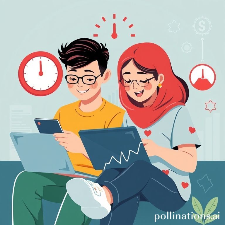 Sebuah ilustrasi digital yang modern dan colorful. Menampilkan beberapa anak muda Gen Z (cowok dan cewek) sedang memegang smartphone atau laptop dengan grafik saham yang naik turun. Di latar belakang, ada ikon jam dinding besar yang menunjuk ke pukul 09.00 atau 13.30, serta beberapa simbol mata uang dan tanda 'cuan' atau panah ke atas. Nuansanya cerah, optimis, dan energetik, dengan sentuhan vibe perkotaan yang dinamis.
