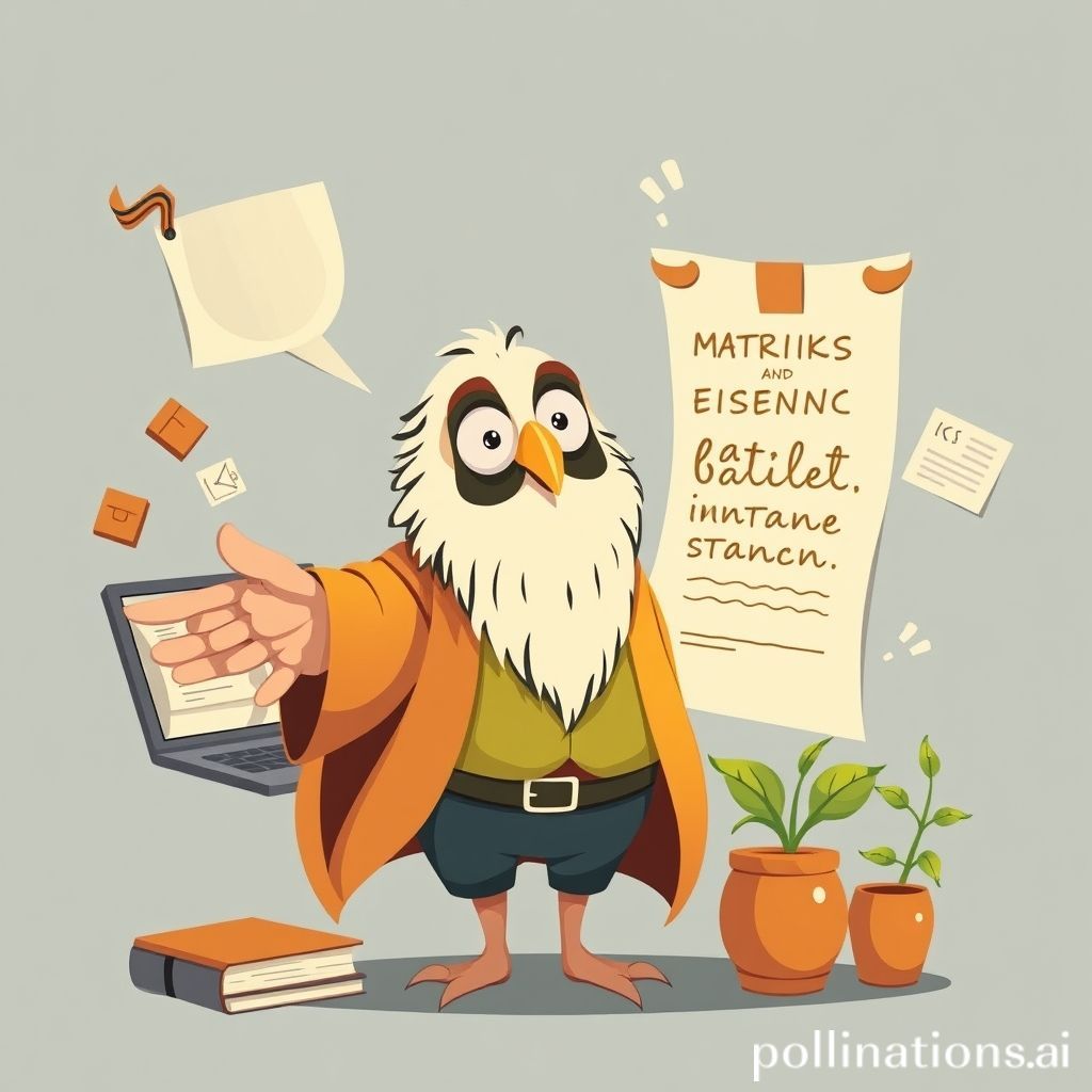 Sebuah kartun ceria dan inspiratif. Karakter utama adalah seorang guru yang ramah dan berwibawa (mungkin berupa owl bijak atau seorang profesor berkacamata dengan senyum hangat), sedang menunjuk ke sebuah papan tulis atau grafik yang menampilkan Matriks Eisenhower dan jam dinding besar. Di sekelilingnya, ada simbol-simbol produktivitas seperti tumpukan buku rapi, sebuah laptop dengan grafik yang meningkat, tanaman hijau di pot, dan cangkir kopi. Gaya gambar bersih, cerah, dan sedikit futuristik dengan sentuhan hangat.
