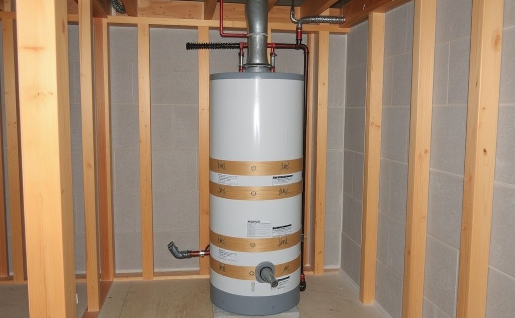 Seismic strapping for water heater in house