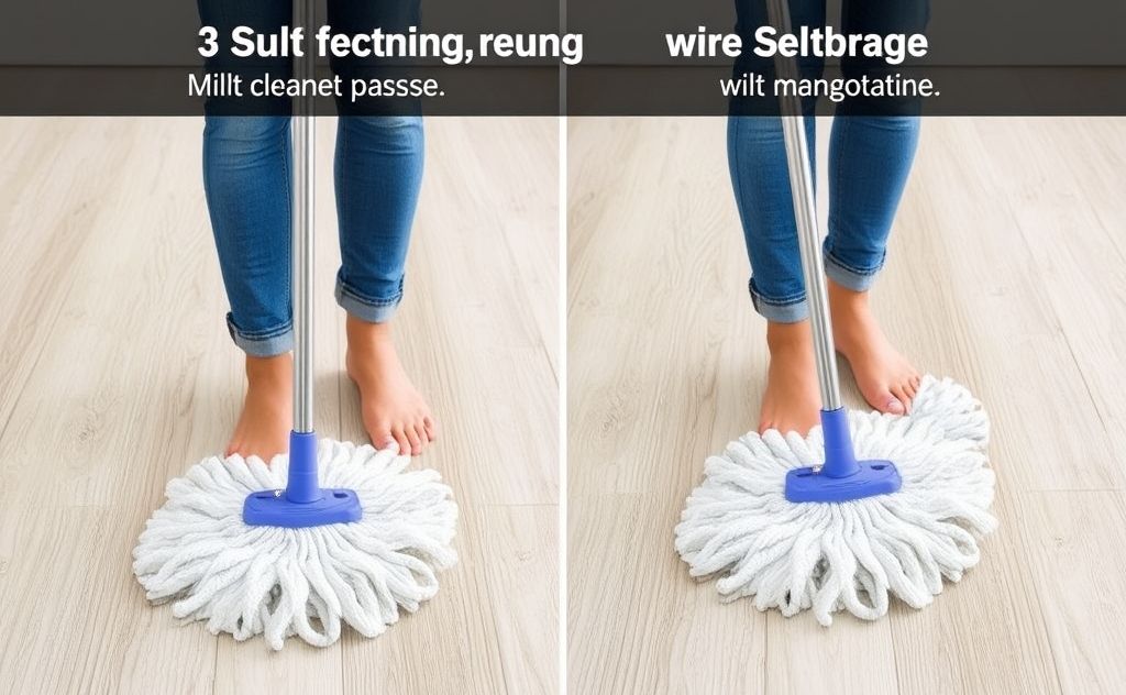 Self wringing mop efficiency in real cleaning tests