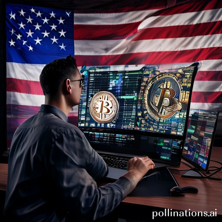 Investor memantau grafik Bitcoin dan Ethereum di layar, menanti dampak kebijakan Federal Reserve dan Senat AS.