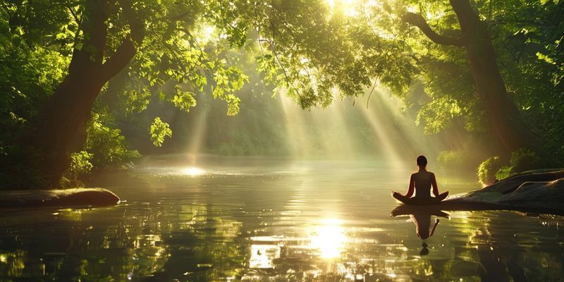 Meditasyon yapan bir kişi doğa ile iç içe