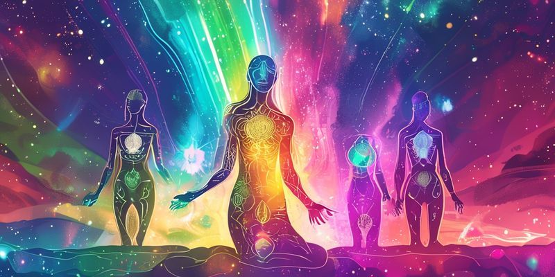 İnsan bedenindeki yedi çakrayı ve enerjilerini temsil eden bir görsel