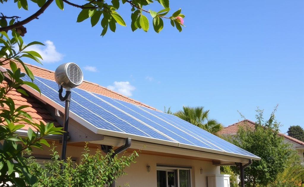 Shaded solar heater in a sunny environment