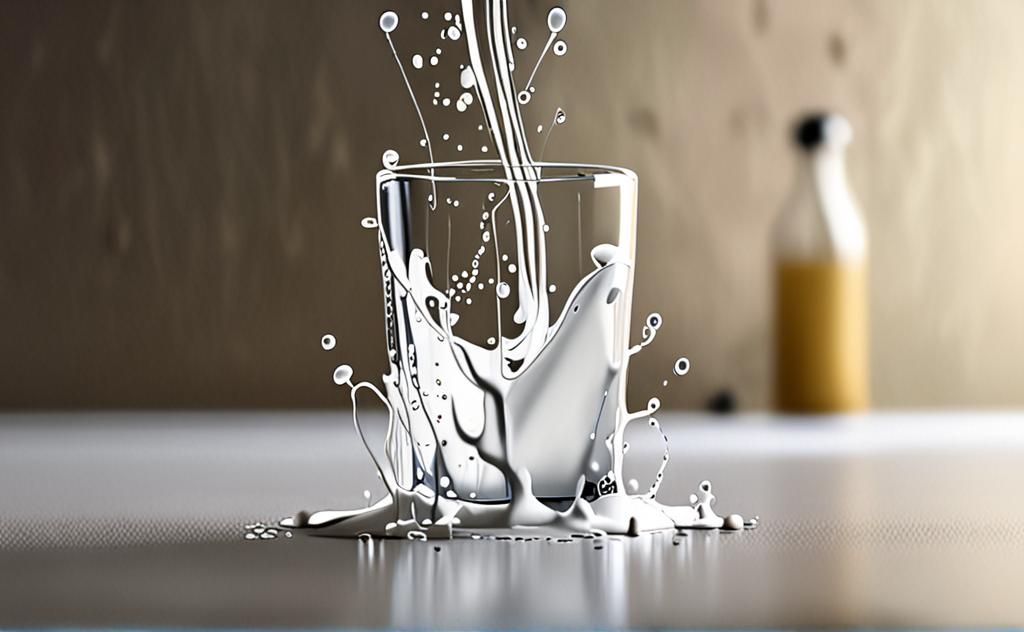 Shaken milk forms bubbles and changes texture.