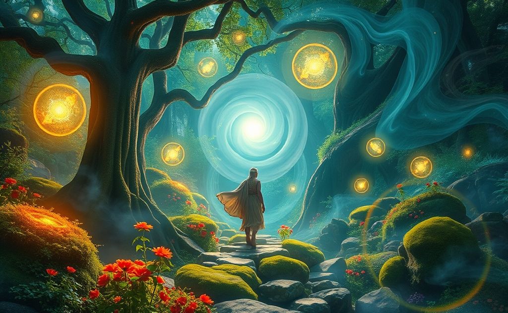 Shamanic journey through vibrant nature and spirit