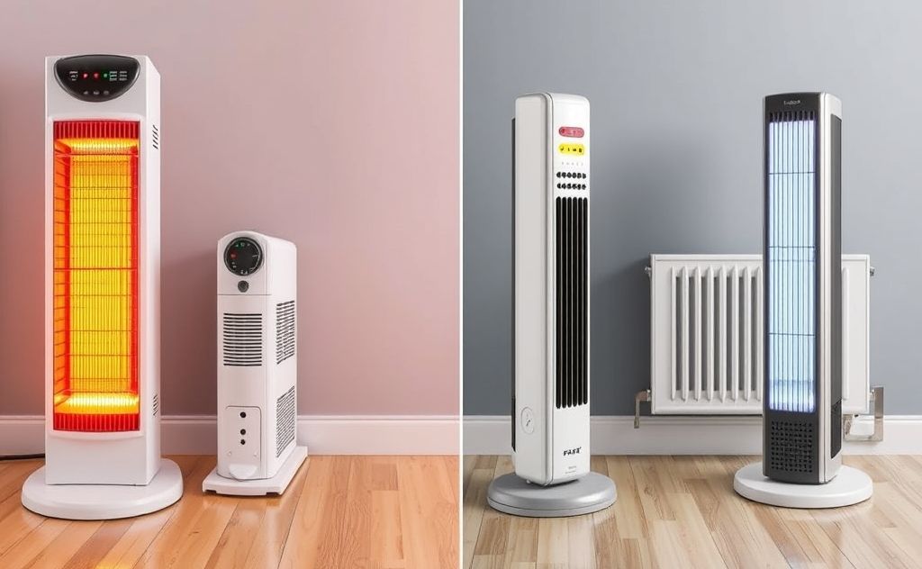 Side-by-side electric heaters with varied designs