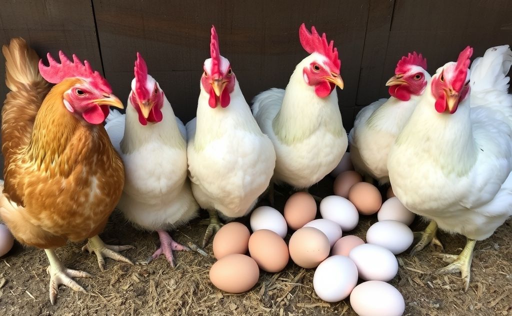 Six chickens produce many eggs daily