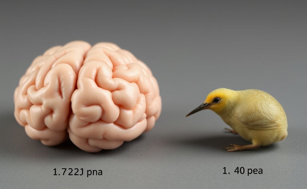Size comparison of a chicken's brain to a pea